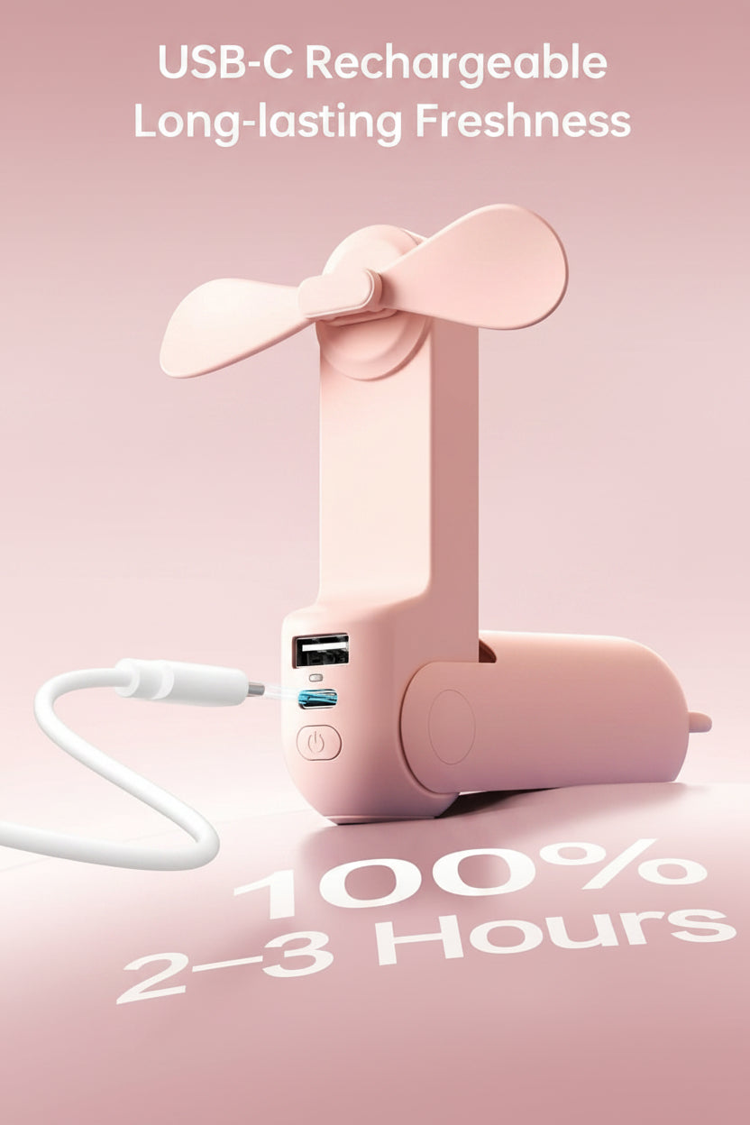 3 in 1 Handheld Mini Fan - Portable Fan & Power Bank & Flashlight, 19H Max Cooling, USB Rechargeable, Pocket-Sized for Travel, Cruise, Concerts, Makeup, 2026 Summer Gifts for Women(Pink)